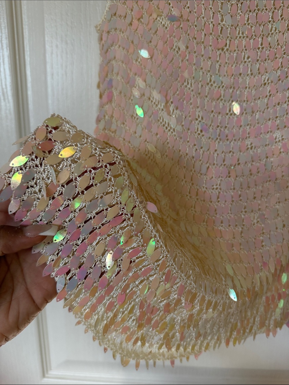 Vintage Y2K Iridescent Paillette Mesh Festival Blouse - Picture 14 of 16
